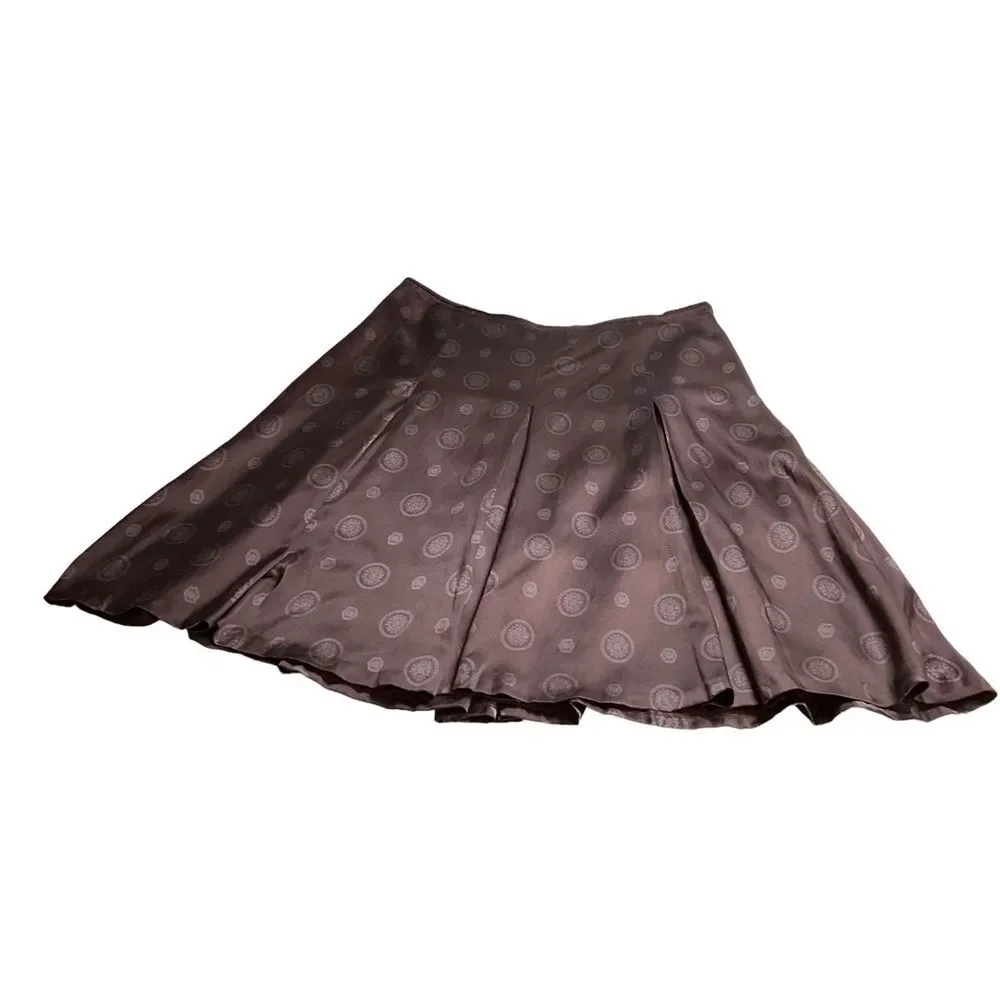 Banana Republic Factory Black Gray Medallion Print Silk Cotton Blend Skirt Sz 8